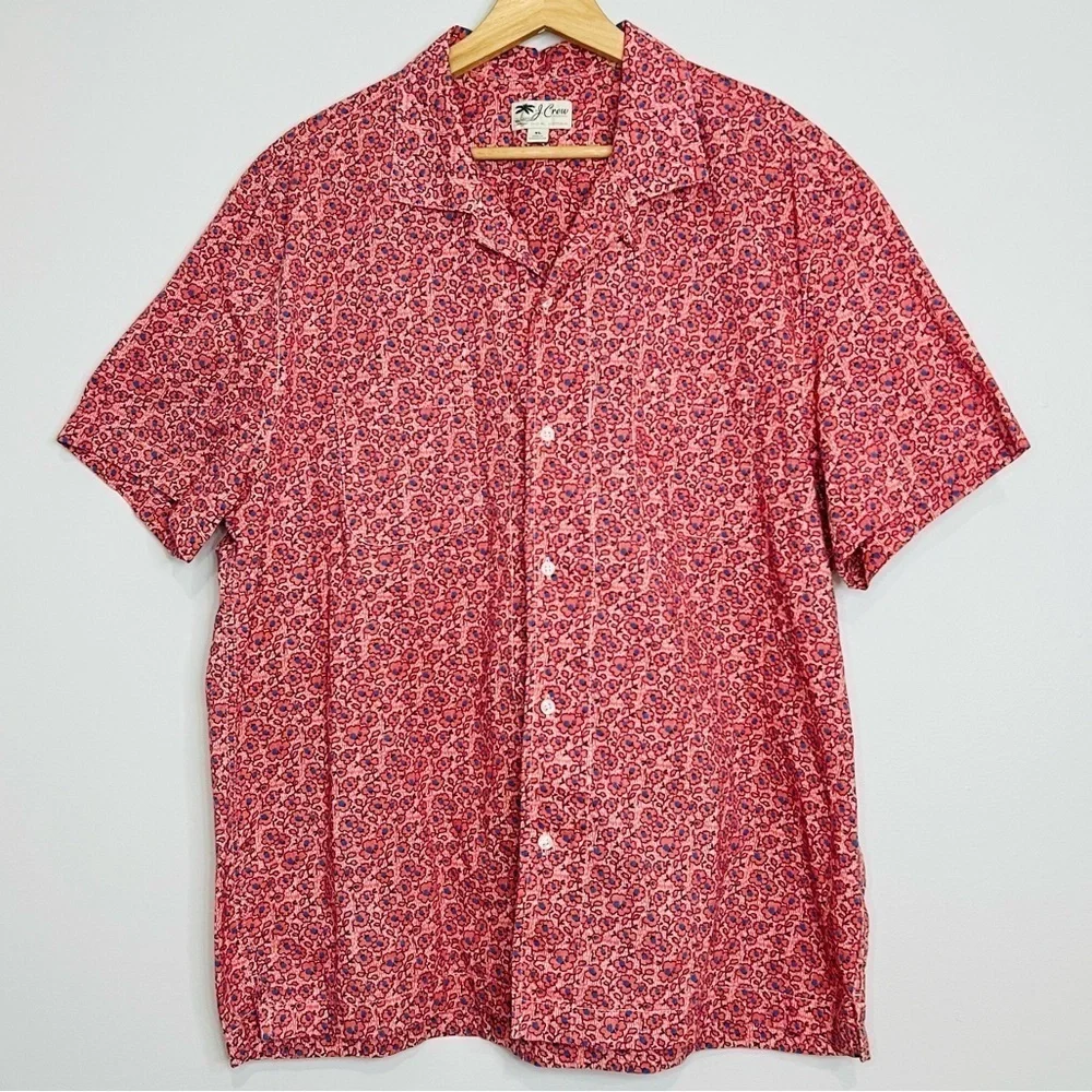 J. Crew Pink Floral Cotton Lightweight Chore Shirt XL